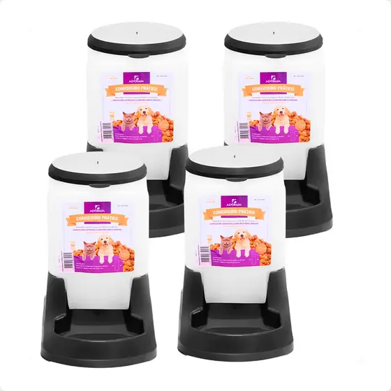 Kit 4 Comedouro Pratico Alvorada 3 Litros - Preto