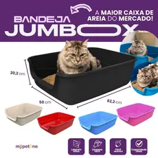 Caixa de Areia Gatos Grande 62x50x20 Furba Jumbox Pet Injet