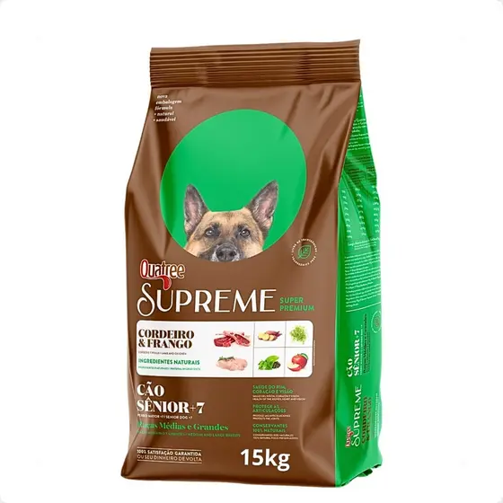 Ração Quatree Supreme Cães Sênior +7 Raças Médias e Grandes - 15Kg