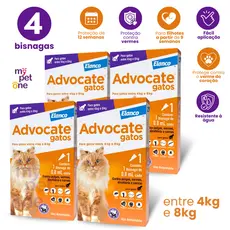 Kit 4 Antipulgas Advocate Elanco 0,8 mL para Gatos de 4 a 8 Kg - 1 Bisnaga