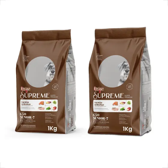 Kit 2 Ração Quatree Supreme Cães Sênior +7 Raças Pequenas - 1Kg