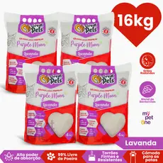 Kit 4 Areia Bentonita Esférica Premium Lavanda Great Pets para Gatos - 16Kg