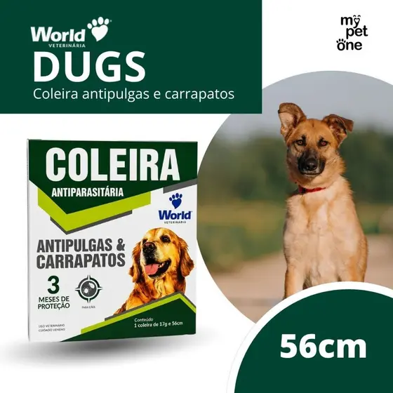 Coleira World Dug's 17g Antipulgas para Cães - 56cm