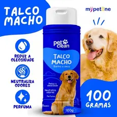 Talco Banho a Seco P/ Cães e Gatos Pet Clean 100g - Macho