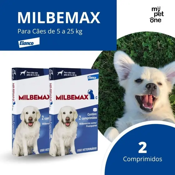 Kit 2 Milbemax C para Cães de 5 a 25 Kg Elanco Vermífugo - 2 Comprimidos