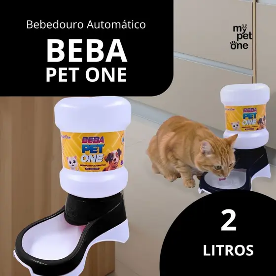 Bebedouro Automático Beba Pet One Preto Galão - 2 Litros