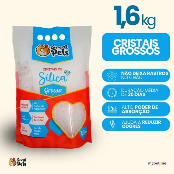 Areia Sílica Grossa Great Pets para Gatos - 1,6 Kg