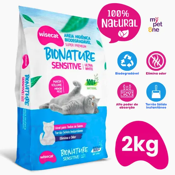 Areia Biodegradável Fina 2 Kg Bionature Sensitive