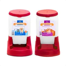 Kit Bebedouro e Comedouro Automatico Cachorro Gato e Prático 3 litros - Alvorada Vermelho