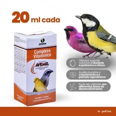 Avemil Complexo Vitamínico 20ml Indubras Suplemento Para Pássaros