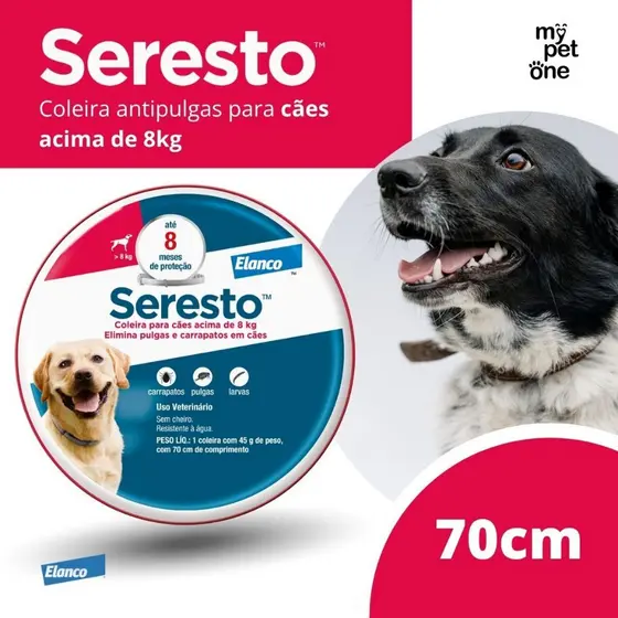Coleira Seresto Elanco Antipulgas e Carrapatos para Cães Acima de 8kg
