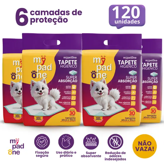 Tapete Higiênico Premium Slim para Caes MyPadOne 60x50 cm Ultra Absorção Envio Imediato - 30 a 120 Unidades