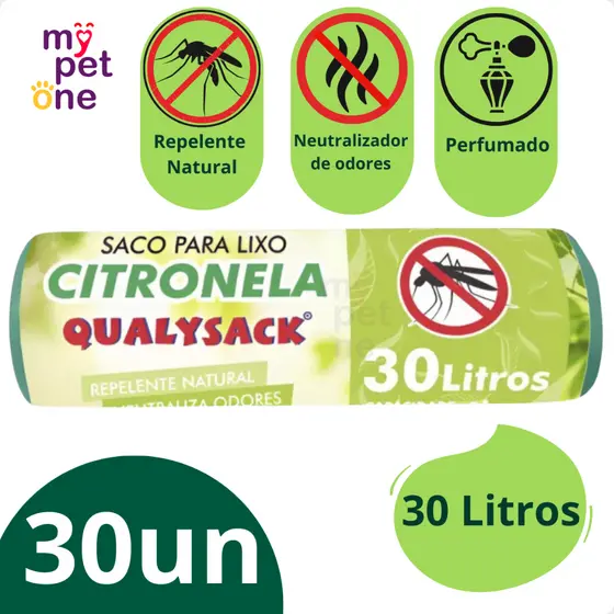 Saco De Lixo Pia e Banheiro com Aroma Citronela 30 Un - 30Litros