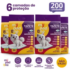 Kit 4 Tapete Higiênico Premium Slim para Caes MyPadOne 60x50 cm Ultra Absorção Envio Imediato - 200 Unidades