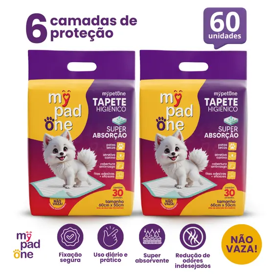 Kit 2 Tapete Higiênico 60 Unidades Premium My Pad One Slim 60x50 cm
