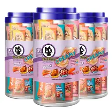 Kit 3 Petisco Para Gatos ChuChups Cream Pote Sortido com 24 Tubos