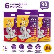 Kit 3 Tapete Higiênico Premium Slim para Caes MyPadOne 60x50 cm Ultra Absorção Envio Imediato - 90 unidades