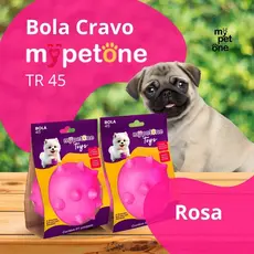 2 Bola Cravo Maciça Brinquedo Resistente para Cachorros 4,5cm - Mypetone - Rosa