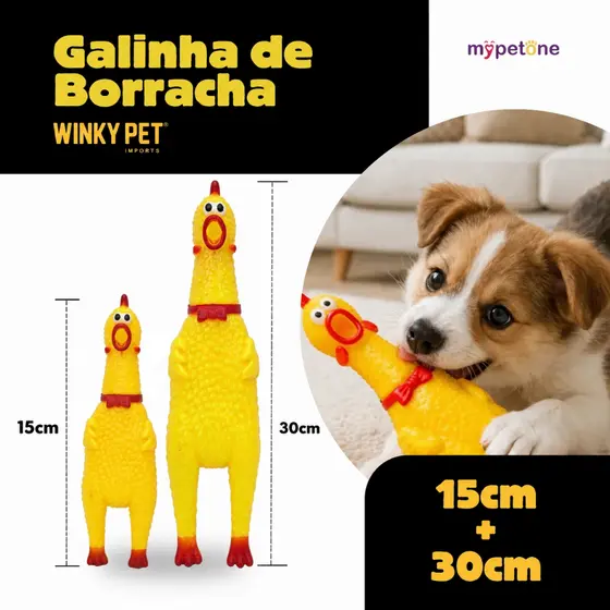 Frango de Plástico Brinquedo Galinha para Cachorro Pet Mordedor com Apito Som Grito