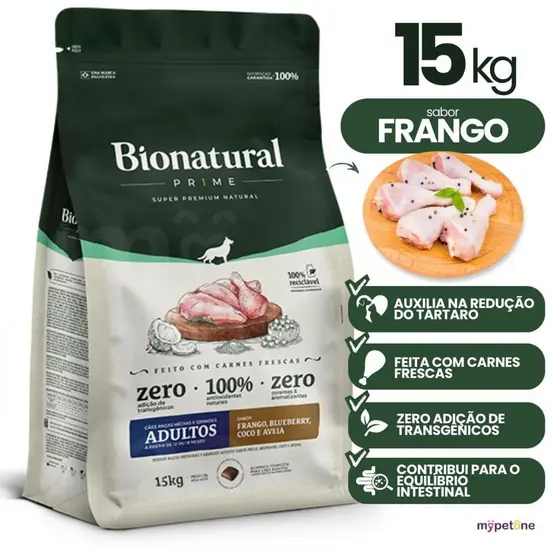 Bionatural Prime Cães Adultos Raças Médias Grandes 15kg