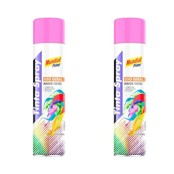 Kit 2 Tinta Spray Mundial Prime Rosa - 400ML