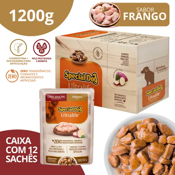 Caixa Sachê Adultos Sabor Frango 100g - Special Dog Ultralife