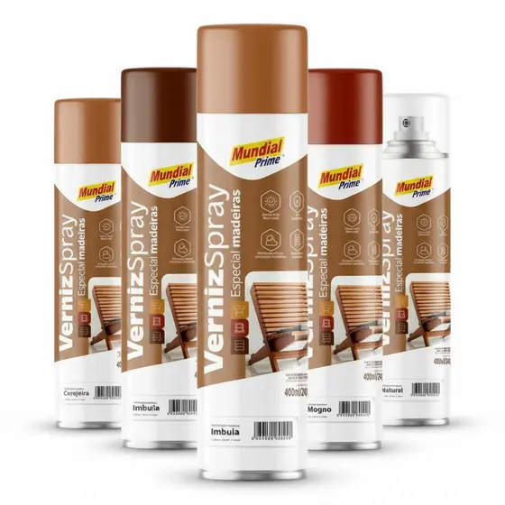 Verniz Spray Especial Para Madeira 400ml Mundial Prime - Várias Cores