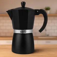 Cafeteira Italiana Casita 6 ou 9 Xícaras (300ml ou 450ml) em Alumínio Preto