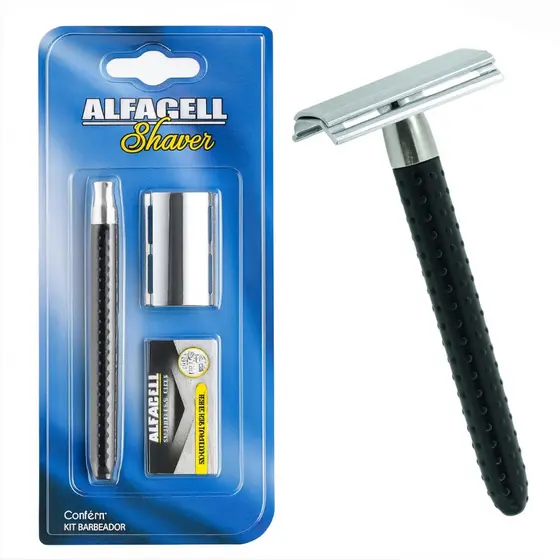 Kit Barbeador Clássico Com Lâmina Aço Inox Alfacell