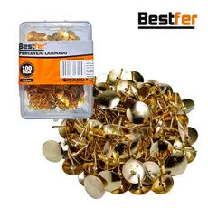 Percevejo Latonado Dourado Tachinha 10,5mm Com Estojo