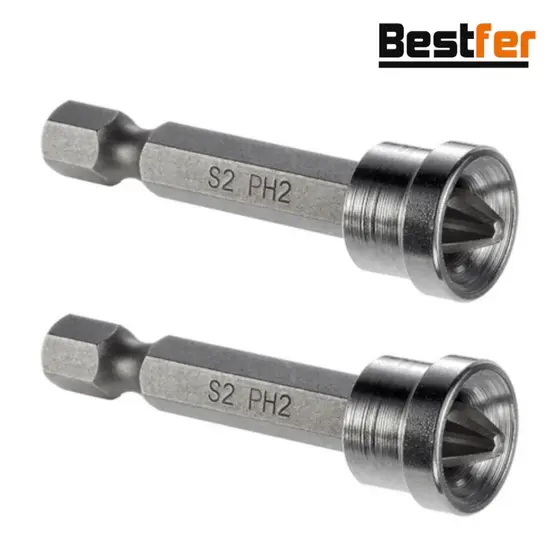 Kit Bits Phillips Com Limitador 2 Peças PH2 Aço Inox