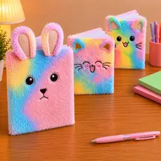 Caderno Infantil Capa de Pelúcia 80 Folhas 20x15cm
