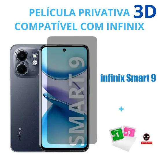 Película 3D Privacidade Vidro Temperado Infinix Smart 9  Proteção💎 Anti-Espionagem e Tela Segura