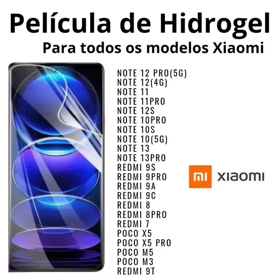 Película de Hidrogel Transparente para Redmi POCOX6 PRO/NOTE 15/NOTE15 PRO+ NOTE13 PRO+ E OUTROS