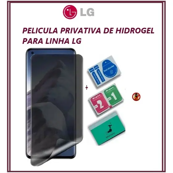 Película Privacidade Hidrogel Fosca para LG Velvet LG20 K10 PRO V10 LGK51s LG STYLE Phonex5 k41S k11