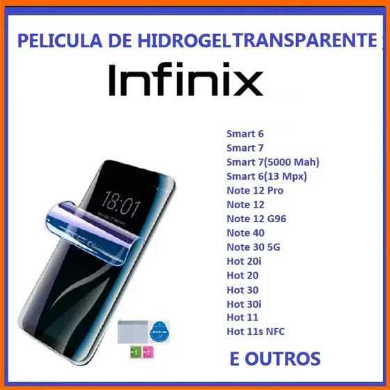 Película Hidrogel para Infinix  Smart 9-GT 50 Pro/Note60/60pro/60 Ultra Hot30 Hot30i Note 11s(NFC)