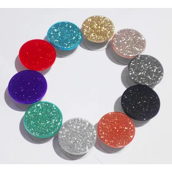 Suporte de Dedo Apoio para Celular com Glitter e Color Gel Glitter Varias cores Com Cola Adesiva