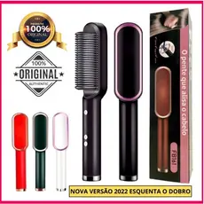 Escova elétrica alisadora profissional de cerâmica para cabelo liso pente e escova alisadora 3 em 1, Alisador, Secador e Modelador, Chapinha