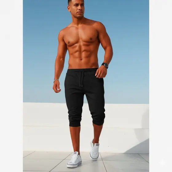 Bermuda saruel skinny masculina academia shorts com punho  pronta entrega lisa