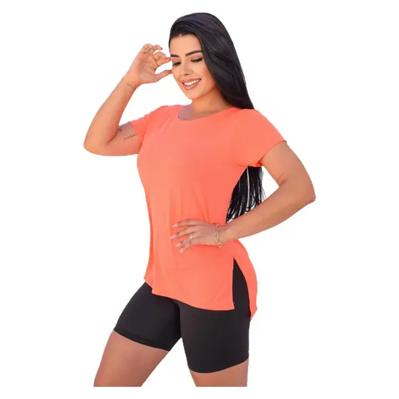 Blusa Dry Fit Long Line Feminina Tampa Bumbum Para Academia Fitness Poliamida
