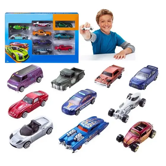 10 Carrinhos De Ferro Estilo Hot Miniaturas Colecionáveis Carrinho Hot Cars Die Cast
