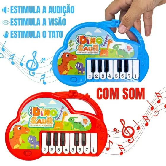 Teclado Musical Infantil Dinossauro – Brinquedo Educacional com Sons e Luzes