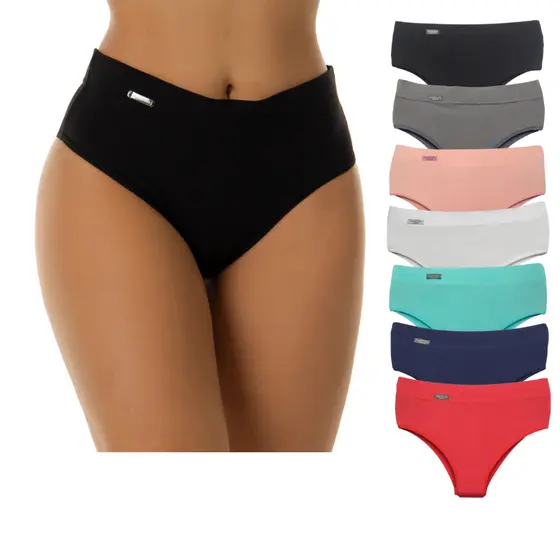 Kit 5 Calçola Calcinha Cintura Alta Cós Alto Microfibra Segura Barriga Modela Cintura