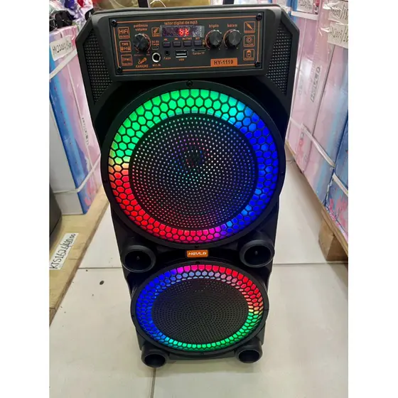 Super Caixa de Som Grande Potente Heyli HY 1119 bluetooth karaoke leds som grande 3000w com microfone