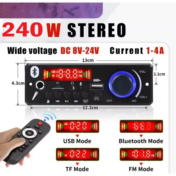 Potente Placa Amplificadora Amplificador 240W 120W 360W 200W Bluetooth 5.0 Placa MP3 Rádio FM