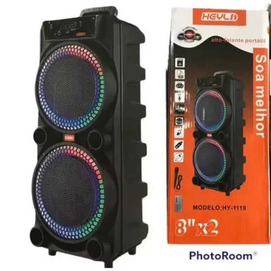 Super Caixa de Som Grande Potente Heyli HY 1119 bluetooth karaoke som grande 3000w com microfone