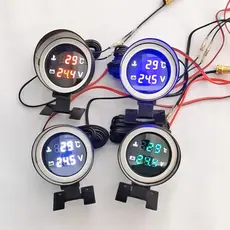 Voltímetro LED 12 24V Medidor Temperatura Do Carro 8 10 12 14 16 17 21mm 2 Digital Para Caminhão