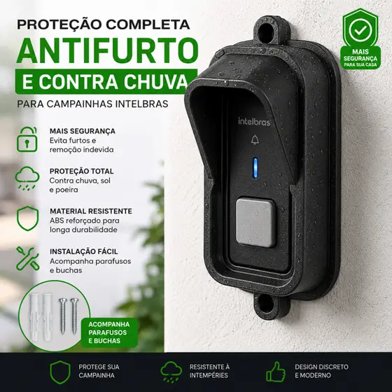 Protetor Antifurto e Chuva para Campainha–Intelbras Cib101 e Cib 101S (É SOMENTE O PROTETOR)