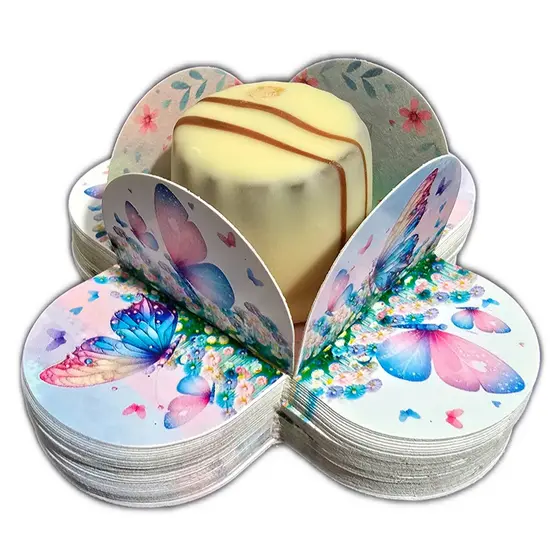 50~400 Forminhas 4 Pétalas Borboletas Jardim Festa Infantil Brigadeiros Papel Cartão 200G