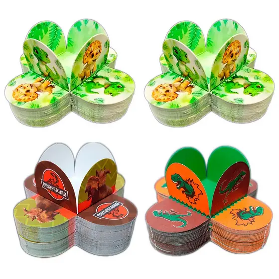 50~400 Dinossauro Baby Jurassic Forminhas 4 Pétalas Festa Personalizada Aniversário Brigadeiros